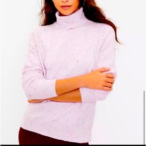 Loft. flecked confetti speckled pink turtleneck sweater